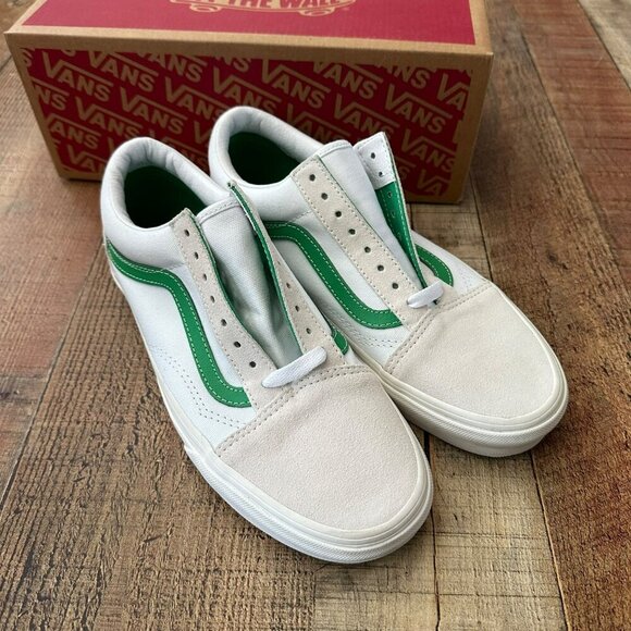 Vans Old Skool Vintage Sport White & Green Slip-On Sneakers Mens 7.5/Womens 9 - Picture 4 of 11